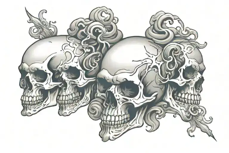 Skulls With Smoke Rising