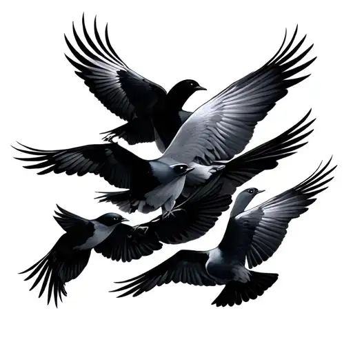 6 Birds Flying Together