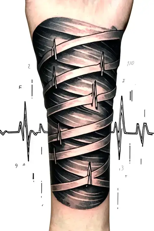 Multiple Ekg's Wrapped Around The Forearm Vertically