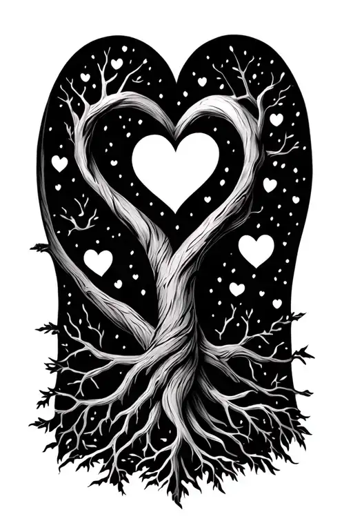 Family Tree Intertwined Hearts