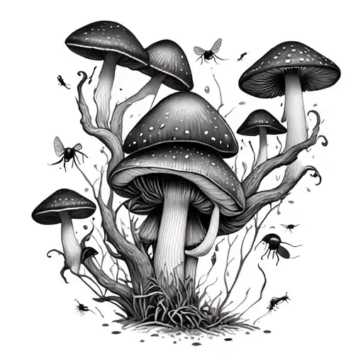 Mushroom People And Insects