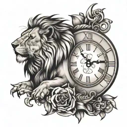 Lion And Time Clock