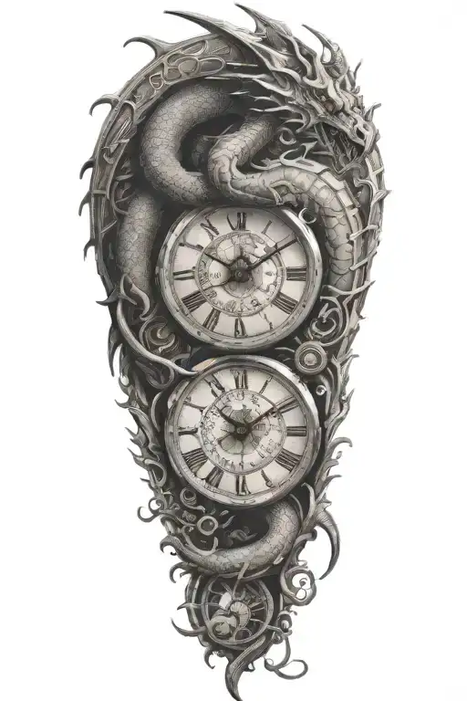 A Long Dragon And A Clock