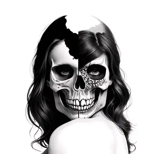 Woman With Half Of The Skull Face