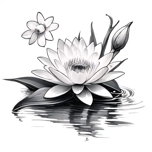 Small Dainty Waterlily And Daffodil