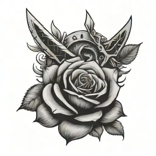Rose Pierced With A Sword And With The Sign Of Aries