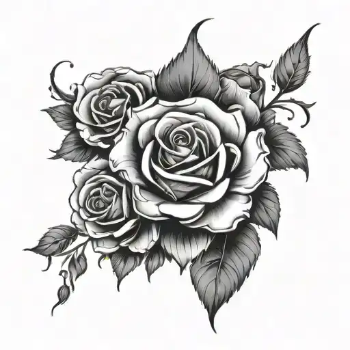 Full Sleeve Tattoo Featuring Broken Roses Intertwined And Growing