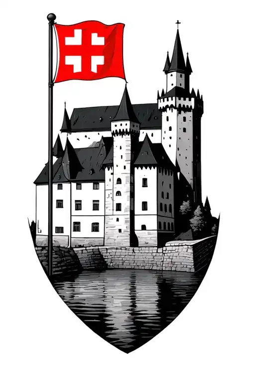 Flag Of Thun Switzerland And The Castle Of Thun