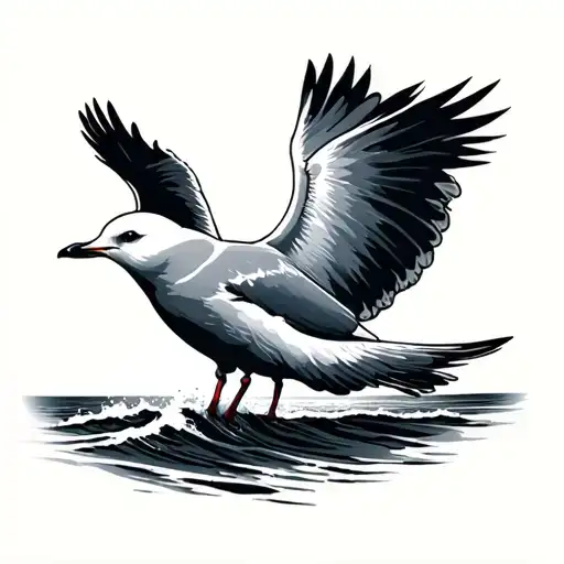 Segull Sea Waves And Beach Sunset