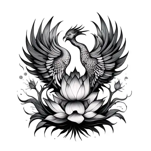 Phoenix Eastern Lotus Flower And Belly Tree Of Life
