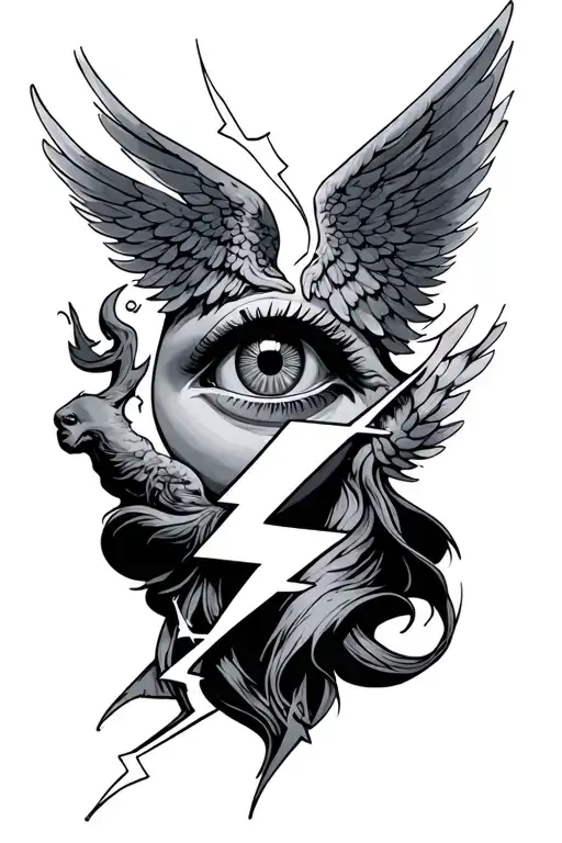 Lightning With A Fallen Angel Under An Eye