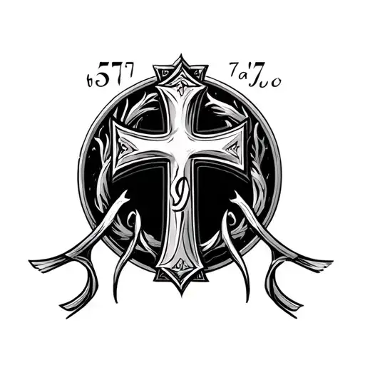 Christian Cross With 777 Symbol Within