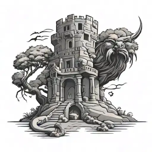 African Castle With A Warrior Defending It