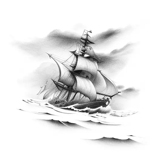 A Navy Boat Sailing Through A Stormy Ocean