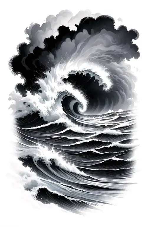 Hurricane And Waves Crashing