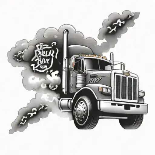 Bobtail Peterbuilt Truck In The Clouds Forming The Words Smokin Joe Messenger