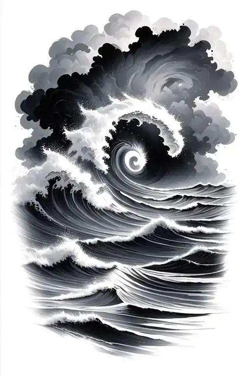 Hurricane And Waves Crashing