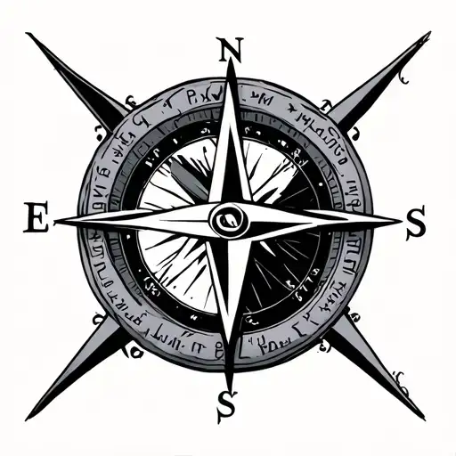 Initial Ps & Jcs Letters Inside A Compass Surrounded