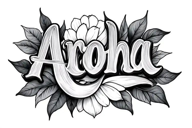 The Word Aroha In Cursive Writing