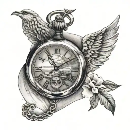 Pocket Watch Surrounded By Highway Leading Into The Horizon