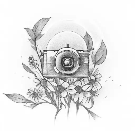 A Camera Capturing A Beautiful Sunset Over A Field Of Flowers