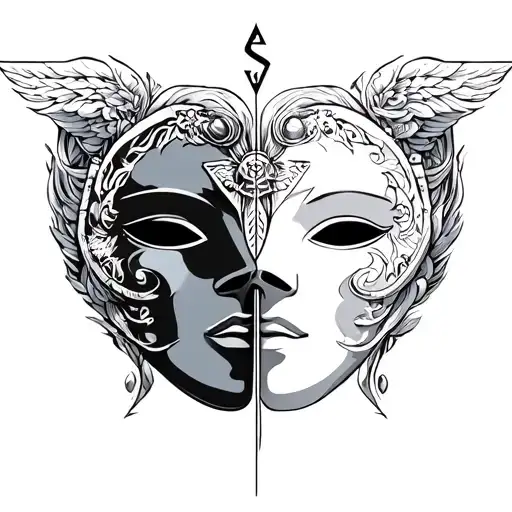 Gemini Zodiac Sign With Two Faced Mask