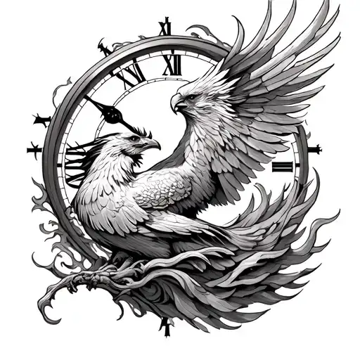 Phoenix Rising From Time Piece