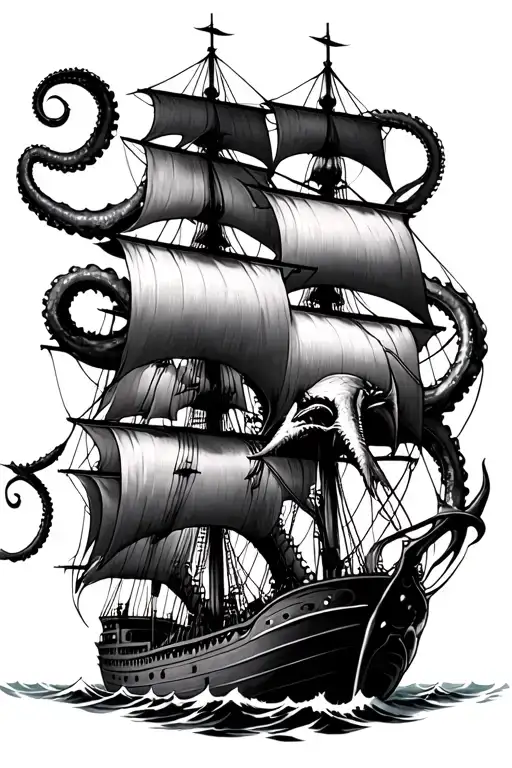 Kraken Attacking Ship