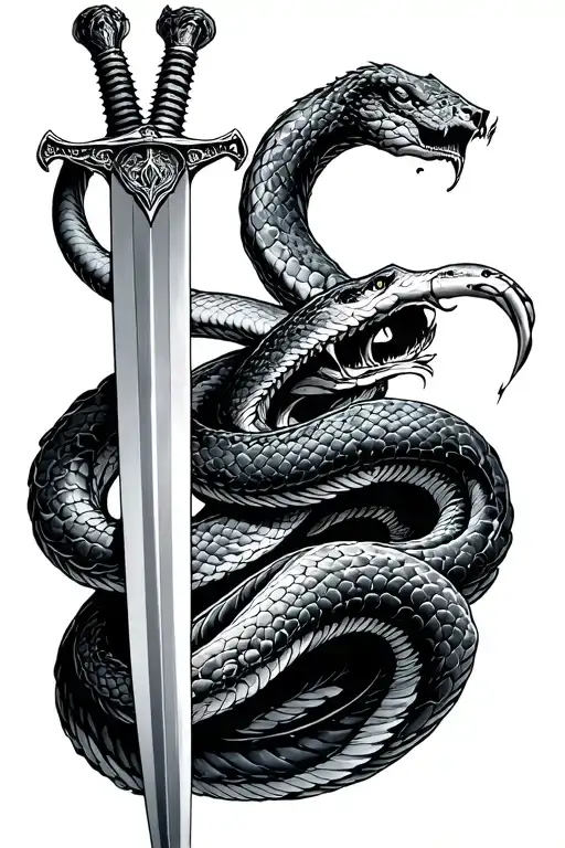 Sword Killing A Serpent While It Dying
