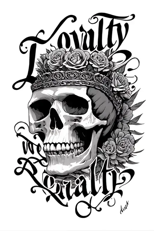 No Loyalty No Royalty Written On Arm Inside Skull