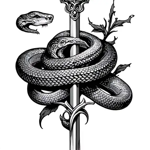 Snake Of Staff Of Hermes On Rose