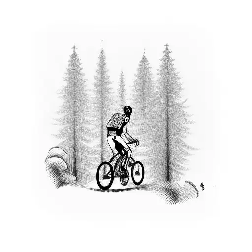 A Cyclist Riding Through A Forest With Chessboard Patterns