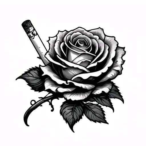 A Decaying Rose Wrapped Around A Cigarette