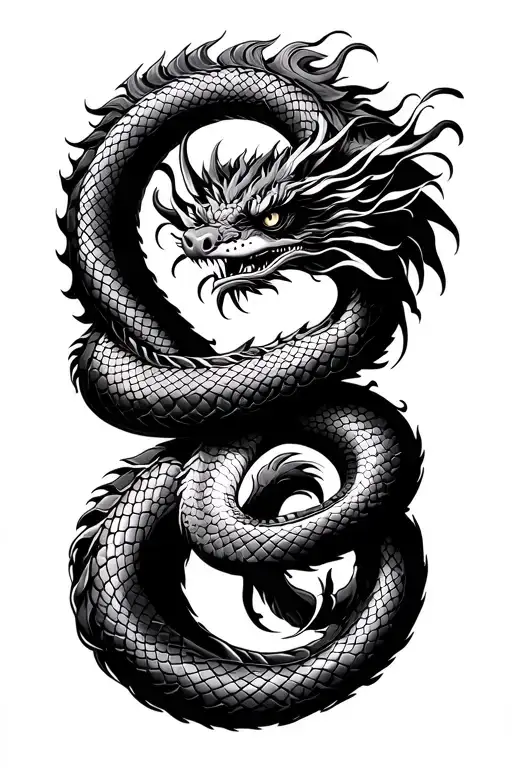 I Want A Chinese Dragon Intertwined With An African Snake Going Along My Fore Arm