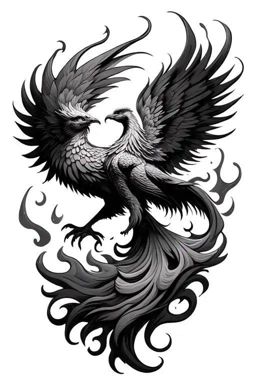 Feminine Phoenix Rising From Flames