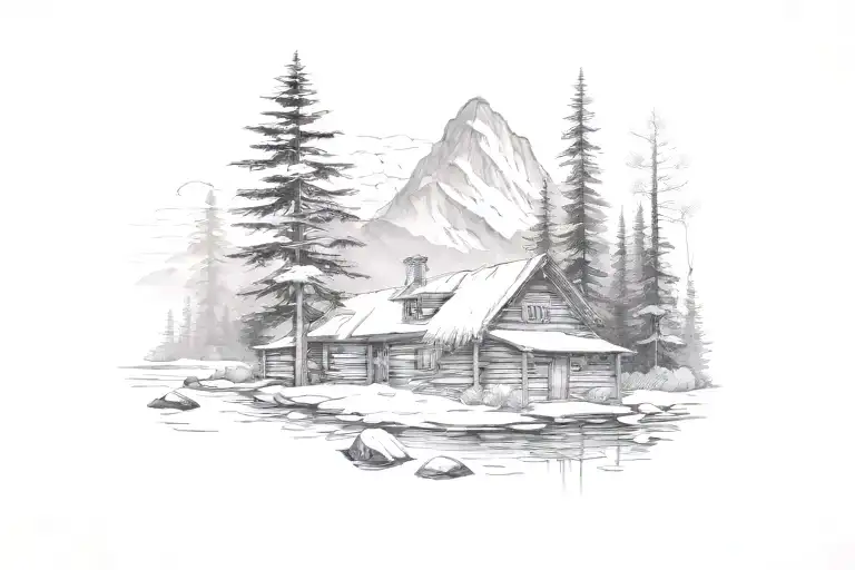 Mountain Scene Cabin