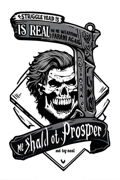 Struggle Is Real And No Weapon Farmed Again Me Shall Not Prosper Tattoo For Men