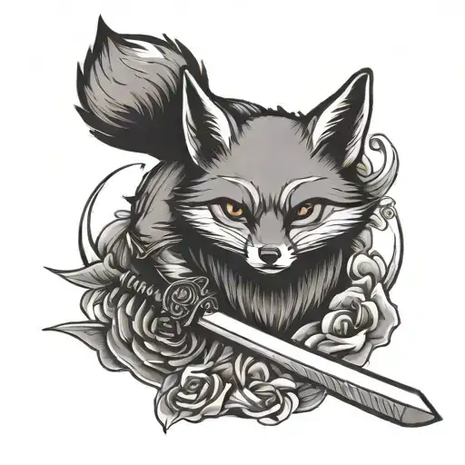 Fox And A Katana Sword
