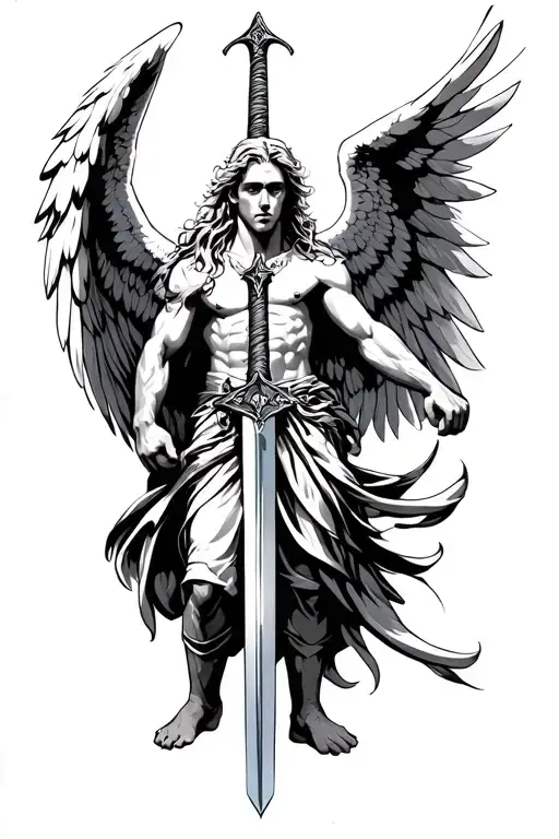 Angel Holdin His Sword