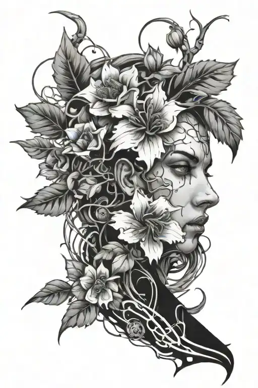 Vines And Flowers Growing Cyberpunk