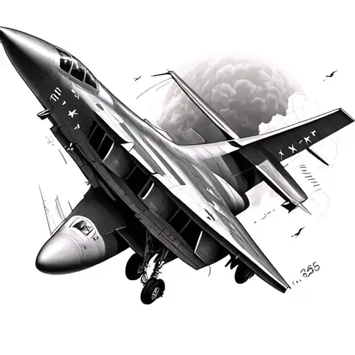 Airplane F35 Outline Incorporated With Some Greek Mythology