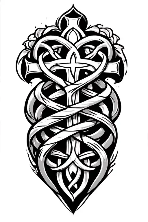Celtic Cross Wraps Two Snaks White And Black Grey Style