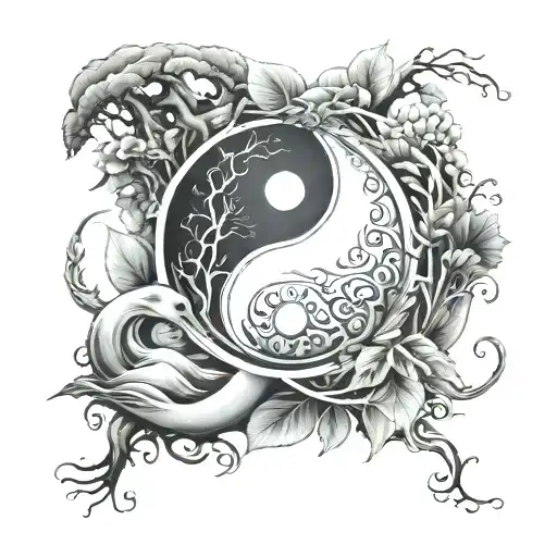 Nature And Yin Yang Symbol