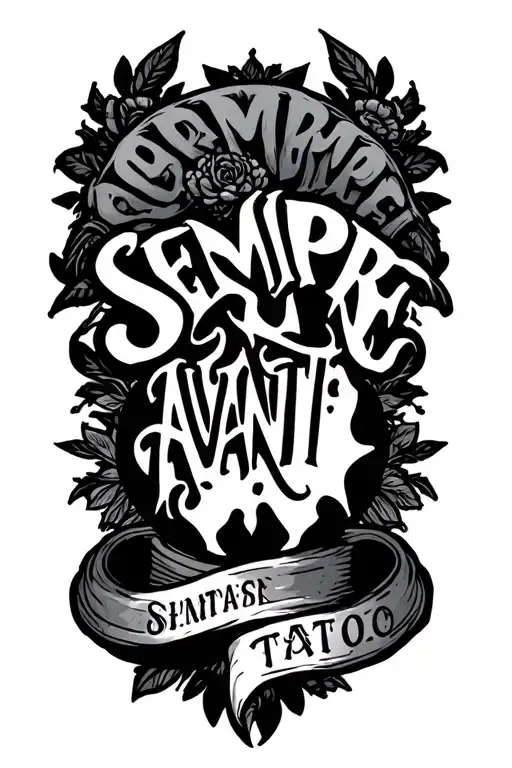 The Words Sempre Avanti In Black And Gray