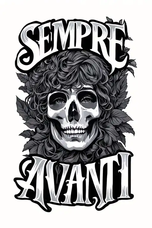 The Words Sempre Avanti In Black And Gray