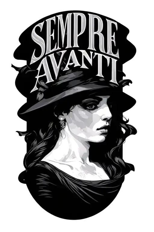 The Words Sempre Avanti In Black And Gray