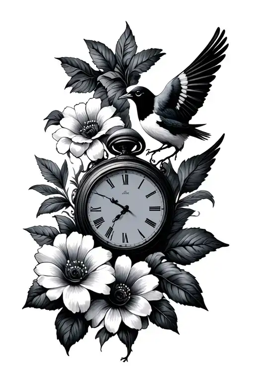 3 Clocks 3 Birds 3 Flowers