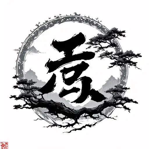 Chinese Character On A Tree
