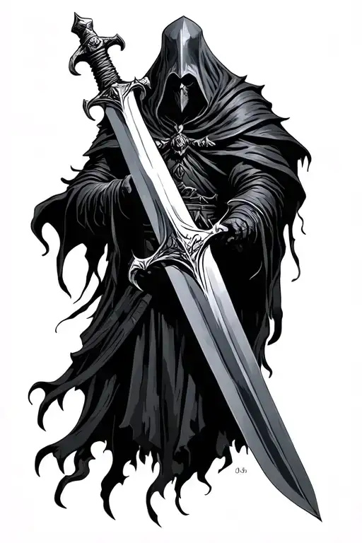 Nazgul Tattoo Design From The Lord Of The Rings Movie In Full Length With Sword