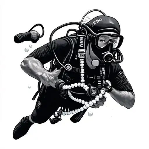 Scuba Diver Collecting Pearls